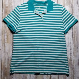Lands' End Striped Short Sleeve Polo Shirt.